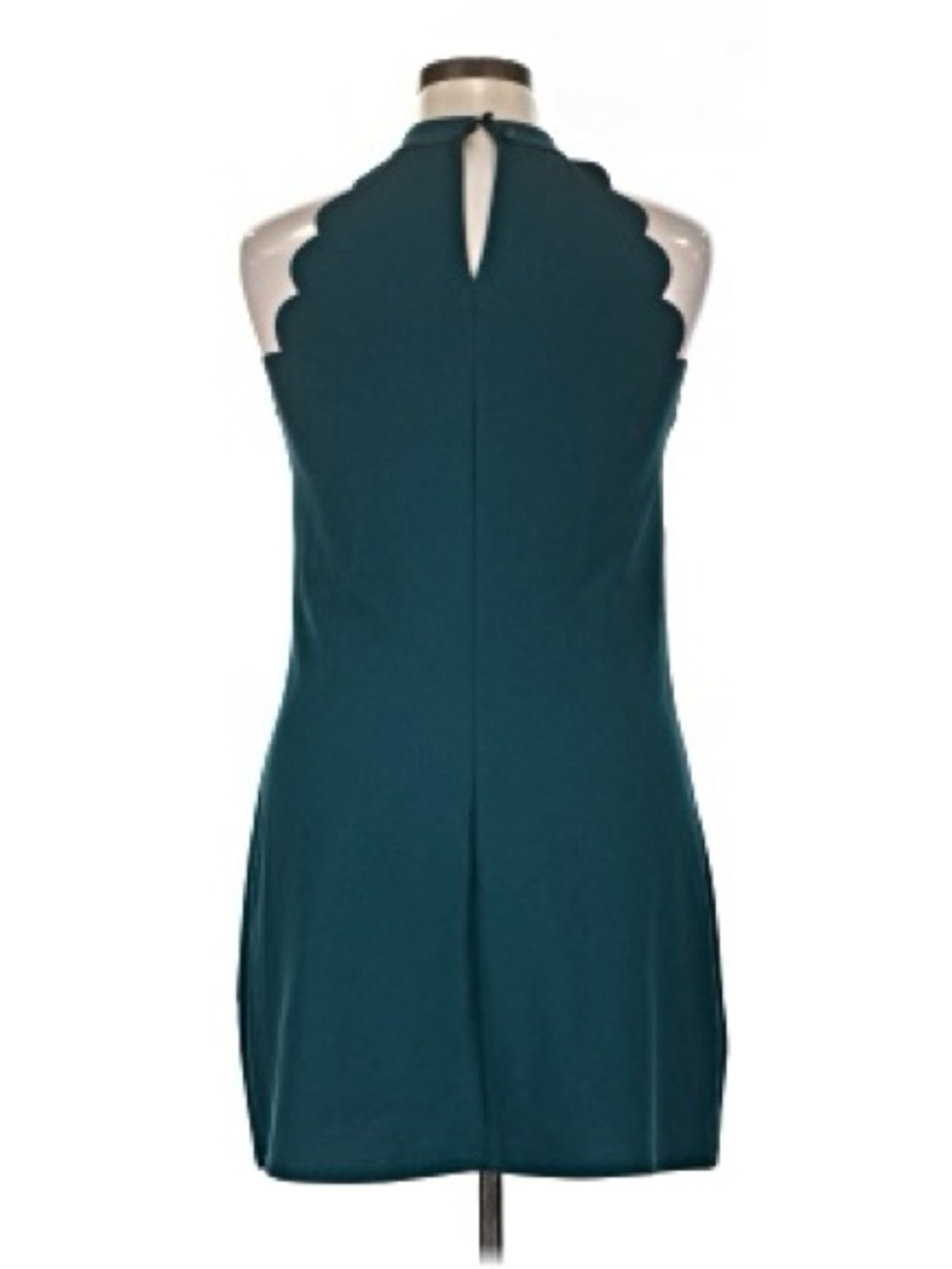 Scalloped Teal Halter Mini Dress